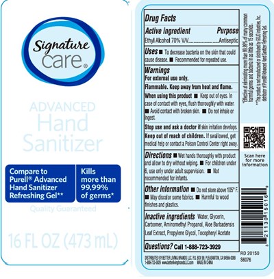 Image Of Label (Signature Care Advanced Hand Sanitizer 16 Oz (473ml))